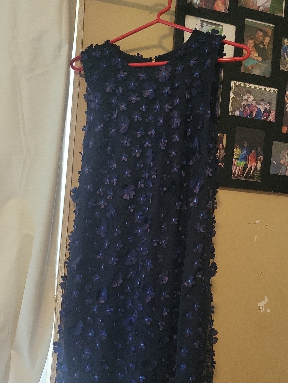 Karl Lagerfeld Navy Blue 3D Floral A‑Line Skirt